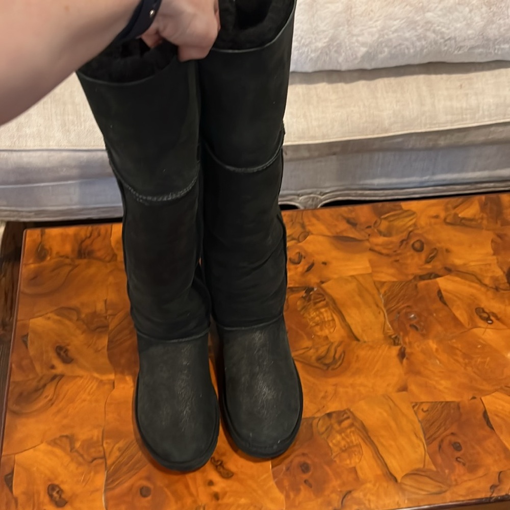 Women's Black Knee-High Bomber UGG Boots
